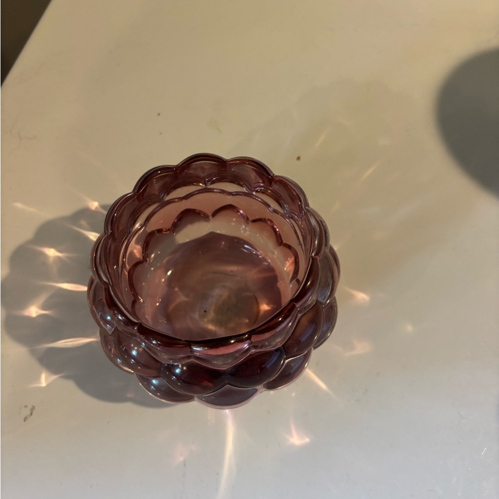 Pink Scalloped Glass Bowl